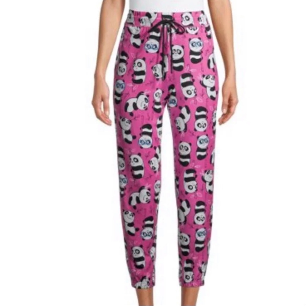 Briefly Stated Womens Sleep Jogger XS Pajama’s Pink Pandas Stretch Pull On NEW